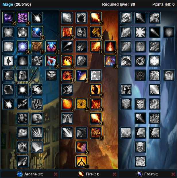 fire mage fireball talent tree wow wotlk