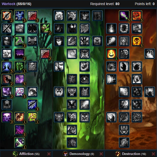 affliction warlock talent tree wow 3.3.5a