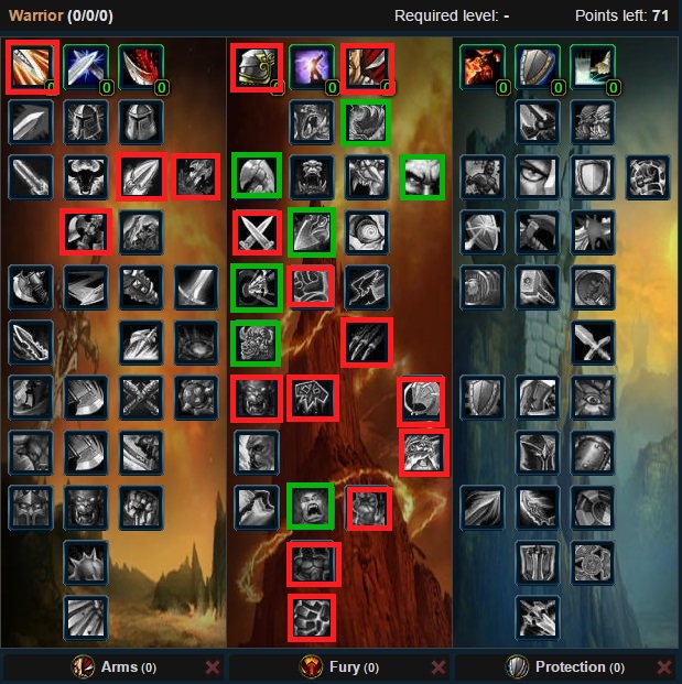 fury warrior talent tree wow 3.3.5a